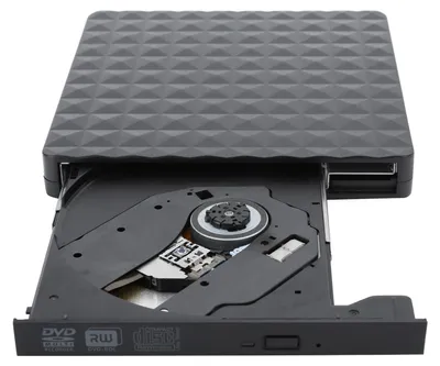 Image de Enregistreur DVD Diamond avec lecteur optique externe connecté par câble USB et Type-C, compatible Windows / Linux / OS X