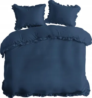 Produktbild von Deco4Home Bettwäsche mit Rüschen | 220x200 | Denim Blau