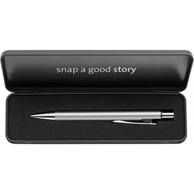 Produktbild von Pelikan Kugelschreiber Snap Metalic K10 Silber im Etui, Clip, Clip-on-Einziehkugelschreiber, Blau, 1 Stück(e), Medium