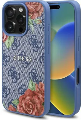 Obrázek produktu pro Guess GUHMP16XP4ROPEMCB Pevné pouzdro pro Apple iPhone 16 Pro Max 4G Flowers Print MagSafe modré