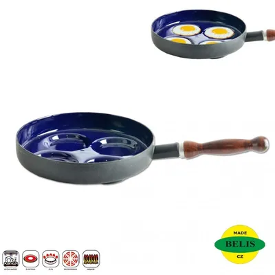 Produktbild von CEBS BLUE 112918 24CM 4EYES Omelettpfanne, 24 cm max. Durchmesser, Gusseisen/Gussaluminium, Induktionsherd-geeignet, Antihaftbeschichtung, abnehmbarer Griff