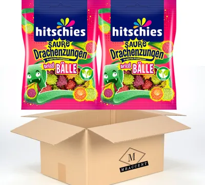 Produktbild von 2x Hitschies Saure Drachenzungen Brizzl Bälle Set Hitschler 2x100g (200g) by MBaccent + MBAccent Versandschutzpackung
