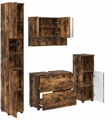 Produktbild von vidaXL Badezimmermöbel-Set 4 stk. Geräucherte Eiche 35 x 30 x 192 cm