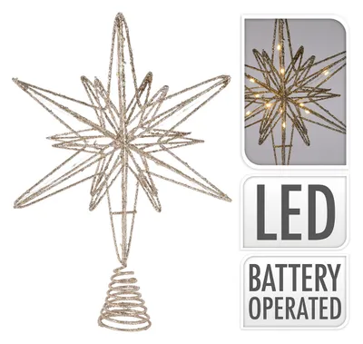 Zdjęcie produktu dla topper na choinkę 20LED STAR 33cm CHAMPAGNE/GOLD