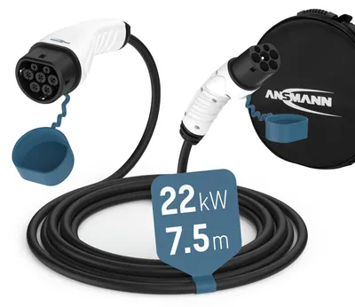 Produktbild von Ladekabel Typ 2 mit 22 kW für Hybrid- & Elektroauto 7,5 Meter lang
