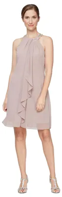 Productafbeelding van S.L. Fashions Jurk met halterhals en aansluitende pasvorm voor dames (kleine en reguliere maten), van kasjmier