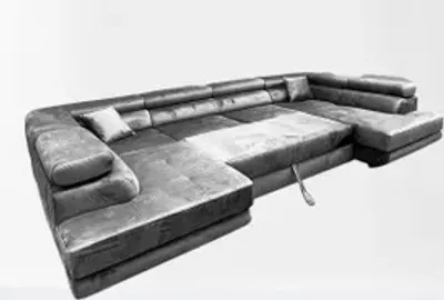 Produktbild von Ecksofa mit Schlaffunktion und Bettkasten, U-Form Ecksofa mit Schlaffunktion, Eckcouch, Sofa, Wohnlandschaft u-form 338 x 203 cm Grau