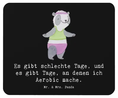 Produktbild von Mr. & Mrs. Panda computer mauspad Panda Aerobic - Schwarz - Geschenk, Mouse Pad, pc mausunterlage, Mousepad, mausteppich, Fitness, Fitnessstudio, laptop