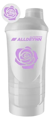 Immagine prodotto di ALLNUTRITION ALLDEYNN Shaker 600 ml + 350 ml bianco trasparente / Shaker multiparte / Shaker trasparente multifunzionale a 3 pezzi