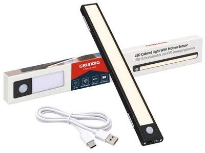 Productafbeelding van Grundig Kastverlichting Led Oplaadbaar - Kastlamp Binnen met PIR-Sensor - Keukenverlichting Draadloos - Oplaadbare Wandlamp - Magnetisch - USB C Lamp - 48 Leds - Zwart, AI-gegenereerde afbeelding