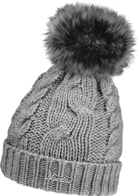 Produktbild von Damen Strickmütze mit Bommel Grobstrick Pudelmütze mit Fellbommel Fake Fur Wintermütze Neverless®