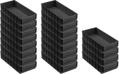 Produktbild von SuperSparSet 24x Leitfähige Industriebox 400 B | HxBxT 8,1x18,3x40cm | 4,7 Liter | ESD, Sichtlagerkasten, Sortimentskasten, Sortimentsbox, Kleinteilebox