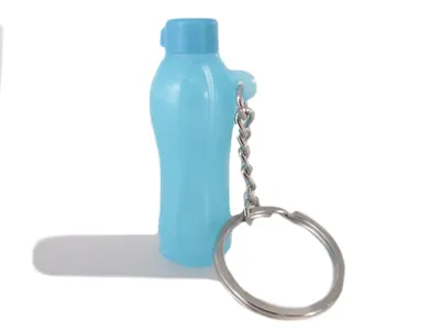 Produktbild von TUPPERWARE Schlüsselanhänger blau türkis Miniatur Flasche Anhänger