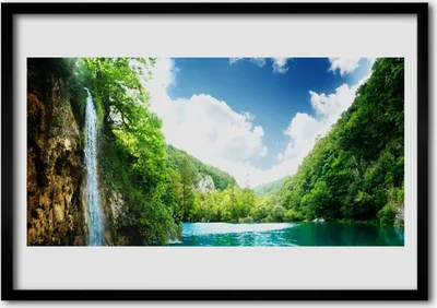 Produktbild von Bild 100x70 MDF-Rahmen Wandkunst Forest Lake Mountain Nature