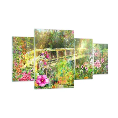 Produktbild von Bilder auf glas - Brücke Park Blume Frühling - 160x90cm - Glasbilder - Wandbilder - Kunstdruck - zum Aufhängen bereit - Wanddekoration aus Glas - Glas Bilder - Wandbild auf Glas - GDL160x90-2906