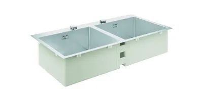 Produktbild von GROHE K800 120-S, Aufsatzwanne, Rechteckig, Edelstahl, Edelstahl, 2 Becken, Rechteckig