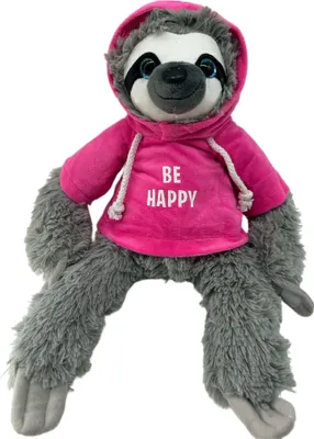 Produktbild von Faultier Kuscheltier XXL 50 cm Faultier Plüschtier Anime Kawaii Plush Stofftier Cute Plushies Plüschtiere Plushie Halloween Weihnachten Geschenke für Kinder (Faultier grau Be Happy pink)