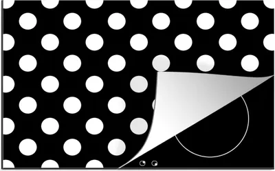 Produktbild von KitchenYeah© Herdabdeckplatte Polka dots - Muster - Schwarz und Weiß , 80x52cm, Küche Deko, Glaskeramikkochfeld Herdabdeckung, Abdeckplatte fùr Kochfeld