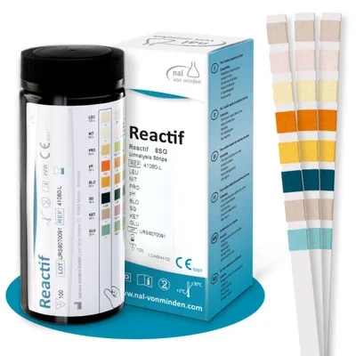 Produktbild von Reactif Gesundheitstest - Urin Teststreifen zur Überwachung von 8 Parametern - 100 Urinteststreifen