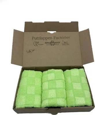 Produktbild von Nachhaltiges Reinigungstuch Bambus 3er Set, 40x40cm, grün, 50 % Bambusfaser/50 % Mikrofaser