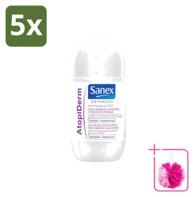 Obrázek produktu pro 5 kusů deodorantu Sanex Advanced Atopiderm pro citlivou pokožku, roll-on, 50 ml - výhodná sada