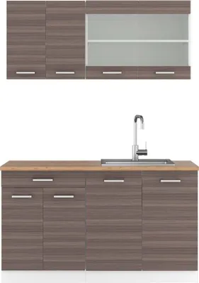 Produktbild von Küchenzeile Vicco R-Line Edelgrau 140 cm , AP Eiche, Model 42749