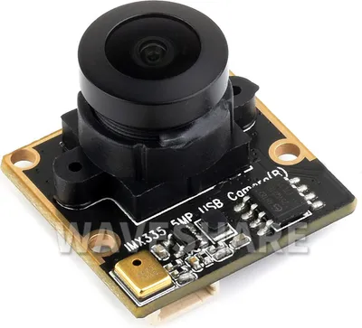 Produktbild von Waveshare IMX335 5MP USB Kamera, 2K Video,  30 FPS,  2592×1944, Weitwinkel 175°, Fixfokus, WDR