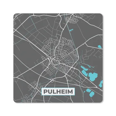 Produktbild von MuchoWow® Mauspad Mousepad Stadtplan - Karte - Pulheim - Blau - Deutschland - Karte 20x20 cm - Mousepads - Maus Mat - Pad - Mausunterlage - Desk Mat - Bureauartikeln