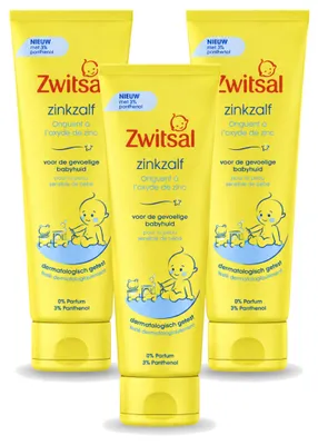 Produktbild von 3 x Zwitsal 0% Parfum Zinksalbe für empfindliche Babyhaut 100 ml - Vorteilspackung - 3 Stücke