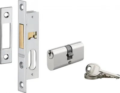Image de Serrure encastrable avec cylindre pour porte métallique, axe 15mm, cyl. 30x30mm, bouts carrés, 3 clés - THIRARD