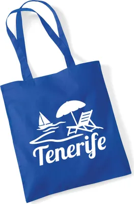 Produktbild von Huuraa Jutebeutel Tenerife Inselmotiv Spanien 10 Liter Bright Royal Baumwolle Tasche Geschenkidee