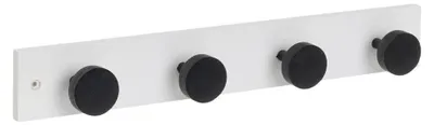 Produktbild von DRW Wandgarderobe mit 4 Holzknäufen in Schwarz und Weiß