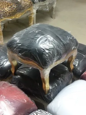Produktbild von Barockhocker Barock Hocker Fußhocker Schwarz Gold Stoff Schlafzimmer Kosmetikzimmer Wohnzimmer Büro Flur Klassisch Premium Luxus Modern Retro Repro