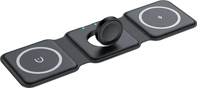 Produktbild von 3-in-1 Wireless Ladegerät Magnetisch faltbare Ladestation Schnelles Pad für Watch Kopfhörer Schwarz