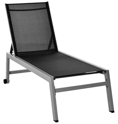Immagine prodotto di Sdraio, lettino da giardino, schienale regolabile in 5 posizioni, alluminio, nero, 202 x 65 x 43 cm