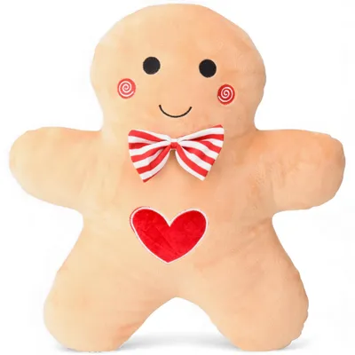 Produktbild von Lebkuchenmann Kissen 43 cm - Weiches Kuschelkissen - Dekoratives Kissen - Weihnachtskissen - Festlich - Polyester