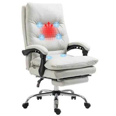 Produktbild von Vinsetto Bürostuhl mit Massagefunktion, Ergonomisch Schreibtischstuhl mit Liegefunktion, Heizfunktion, Höhenverstellbar Computerstuhl mit Fußstütze