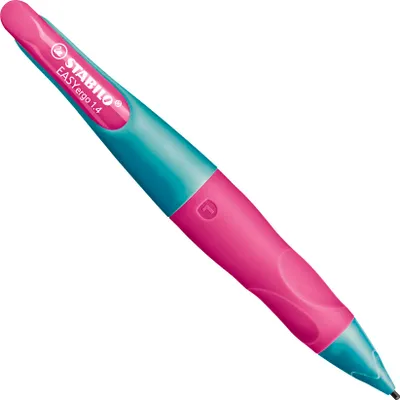 Produktbild von Ergonomischer Druck-Bleistift für Linkshänder - STABILO EASYergo 1.4 in türkis/neonpink - Einzelstift - inklusive 3 dünner Minen - Härtegrad HB