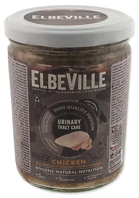 Productafbeelding van Elbeville Hondenvoeding voor de urinewegen, met kip, peterselie, paardenbloem en rozenbottel, 440 ml