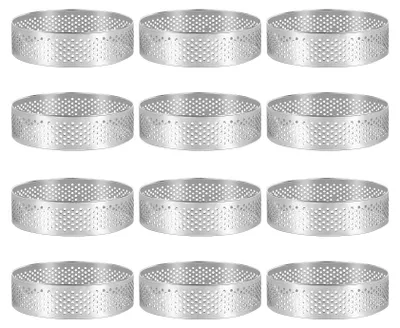 12 Edelstahl-Tortenringe 8 cm, perforiert, Kuchenbackformen