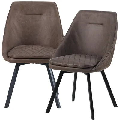 Produktbild von Essstuhl Drehstuhl Esszimmerstuhl Designstühle Kunstlederbezug in Antik Optik Küchenstuhl , Menge:2 St.;Farbe:Kaffeebraun