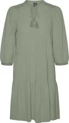 Produktbild von VERO MODA Kurzes Crepe Kleid mit Kordel Midi Dress 3/4 Ärmel Größe: XS