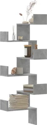 Productafbeelding van Maison Exclusive - Wandplank, hoekmodel, betonkleur, 45x45x147 cm, houtvezelplaat
