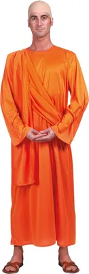 A man wearing a Buddhist monk costume.