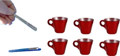 Produktbild von Espressotassen-Set 6-teilig, Glas, 80cc, gold, mit Edelstahl Designlöffeln, spülmaschinenfest
