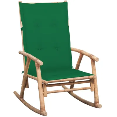 Produktbild von Schaukelstuhl aus Bambus mit Auflage in Grün 66 x 105 x 86 cm