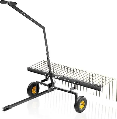 Produktbild von Rasentraktor Rechen mit 148 cm Arbeitsbreite, Rasenlüfter zum Entmoosen und Laubrechen auf Rasen, Vertikutierer für Aufsitzmäher, ATV und UTV