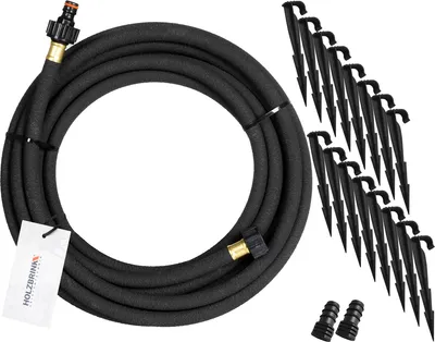 Produktbild von HOLZBRINK Perlschlauch 1/2" Tropfschlauch inkl. 16 Anker, 2 Endstopfen, Perl-Regner zur Bewässerung, Länge: 30 m, HPS-01-30