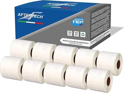 Imagen del producto de 10 rollos de 220 etiquetas adhesivas térmicas, de 101 mm x 54 mm, para etiquetadora Slp. (10 cm x 5 cm)