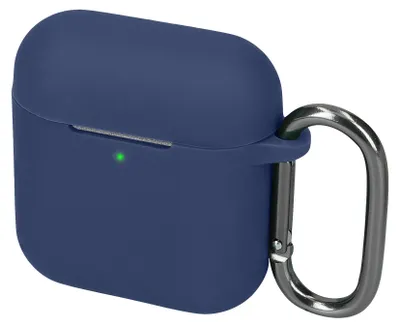 Zdjęcie produktu dla Etui ochronne kwmobile do Marshall Minor IV / Minor 4 – silikonowe etui TPU do etui ładującego słuchawki – etui odporne na uderzenia z karabińczykiem – granatowe